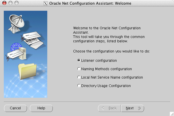 Oracle Net Configuration Assistant: Welcome window